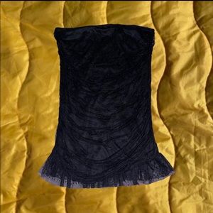 plus ruched detail ruffled hem mesh tube dress